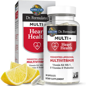 Garden of Life Dr. Formulated Multi+ Heart Health - Fermented Liposomal Multivitamin + Vitamin K2 MK-7, B Vitamins & Probiotics Garden of Life