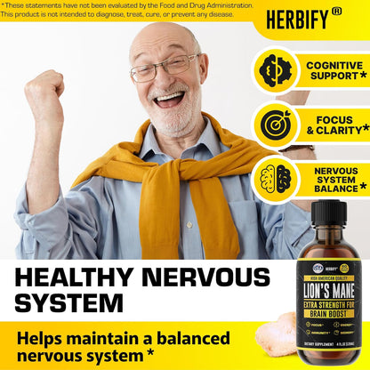 HERBIFY Bundle - Lions Mane & Mullein Vanilla 4 Fl Oz Drops - Supplement for Memory, Focus & Clarity & Immune Support, Lung Cleanse and Bronchial Support