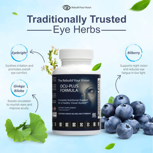 Rebuild Your Vision Ocu-Plus Formula – Eye Health Supplement with Lutein & Zeaxanthin – Supports Visual Clarity, Night Vision & Macular Health – with Bilberry, Ginkgo Biloba & NAC – 60 Capsules Rebuild Your VisionBuy Supplements Australia