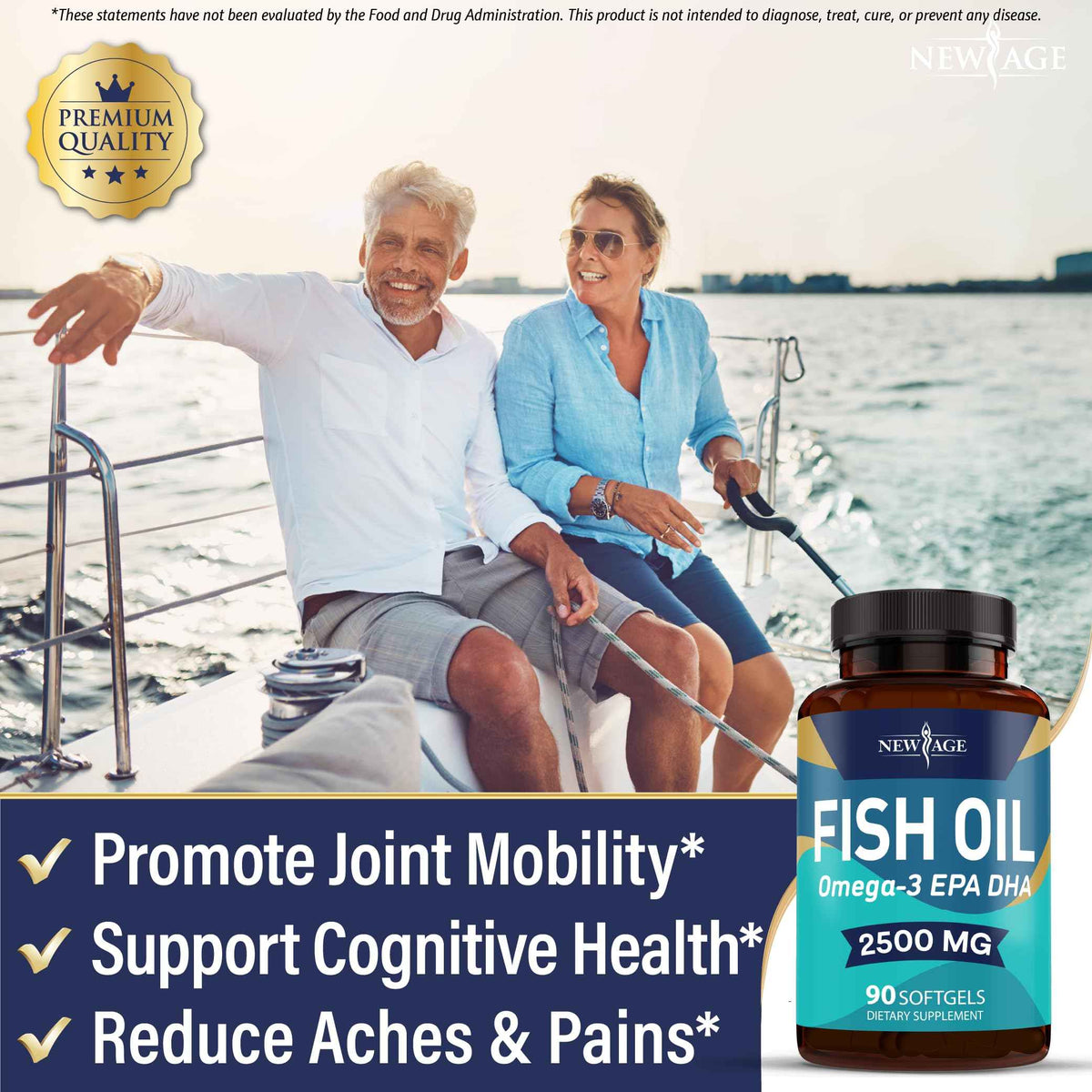 NEW AGE Omega 3 Fish Oil Supplement - Non GMO - EPA, DHA Fatty Acids Gluten Free (270 Softgels (Pack of 3))