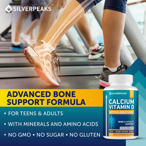 Calcium Supplement with Vitamin D3 and Zinc for Bone Health – Supports Bone Strength & Density – Gentle Non-Constipating Mineral & Amino Acids Blend for Women & Men - 60 Capsules (30 Day Supply) SILVERPEAKSBuy Supplements Australia