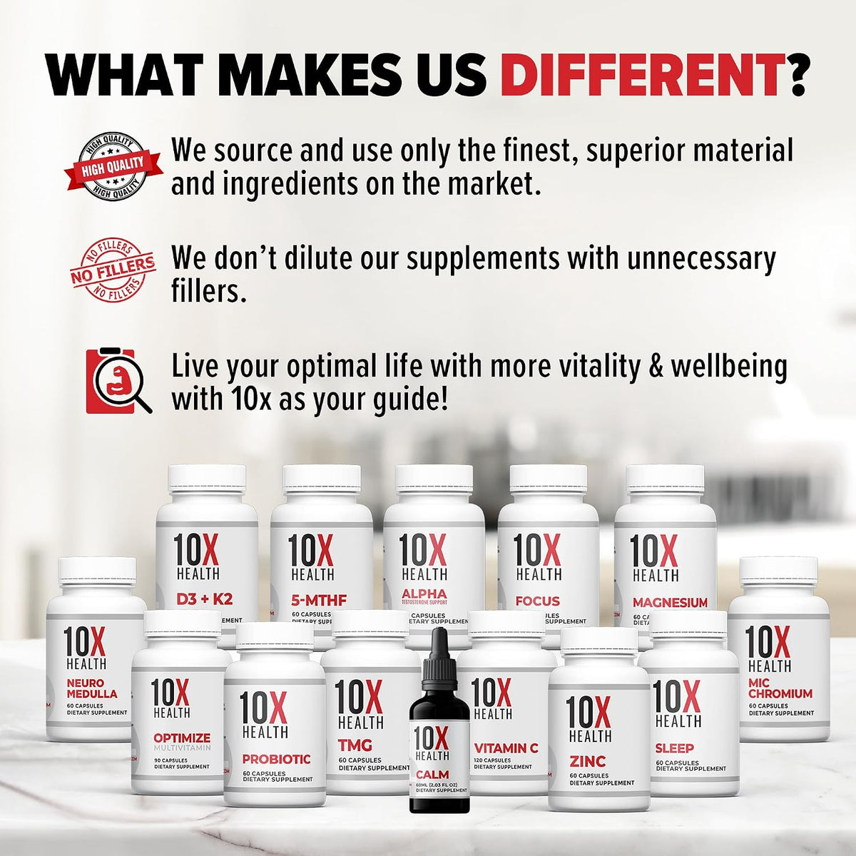 10X Health Probiotics for Men - 60 Capsules Immune Support Supplement & Probiotics for Digestive Health with Lactobacillus Rhamnosus, Acidophilus & Bifidobacterium Probiotic for Gut Health