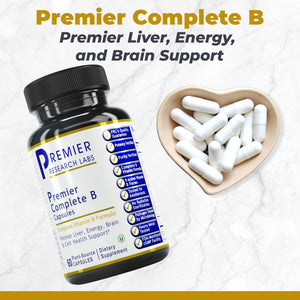 Premier Research Labs Complete B - Vitamin B Complex Supplement for Optimal Health | Vitamin B Supplement with Biotin | 9 Active B Vitamins | for Liver, Energy & Brain Support - 60 Capsules Premier Research LabsBuy Supplements Australia