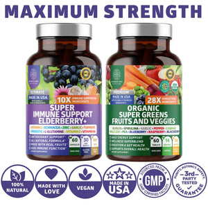 N1N Premium Organic Super Fruits & Veggies + Immune Support [38 Powerful Ingredients], Natural Super Greens Supplement with Alfalfa, Vitamins & Minerals, Zinc, Turmeric and Probiotic, 120 Caps Number One NutritionBuy Supplements Australia