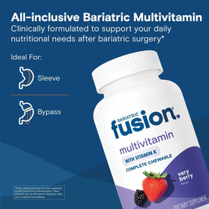 Bariatric Fusion Very Berry Complete Chewable Bariatric Multivitamin with Iron and Vitamin K for Bariatric Surgery Patients Including Bariatric Fusion