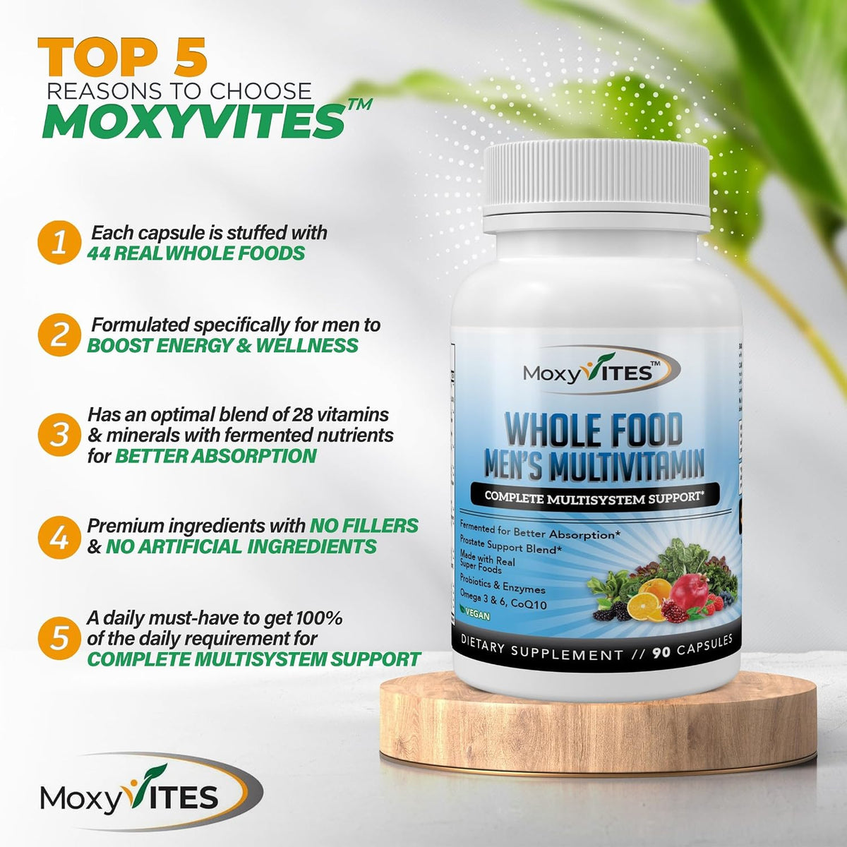 Methylated Mens Multivitamins - Daily Mens Vitamins with 44 Organic Whole Food - Multivitamin for Men with Iron & Fermented Nutrients - Vegan Daily Vitamin for Men with B-Complex, Probiotics, Omegas