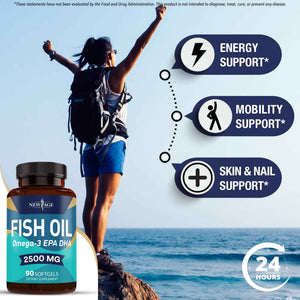 NEW AGE Omega 3 Fish Oil Supplement - Non GMO - EPA, DHA Fatty Acids Gluten Free (270 Softgels (Pack of 3))