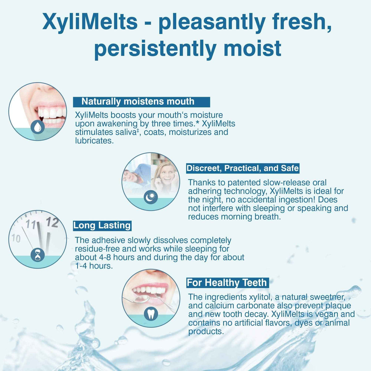 Oracoat XyliMelts for Dry Mouth Night Time or Day - Moisturizing Dry Mouth Adhering Discs, Sugar Free with Xylitol, 100 Count,