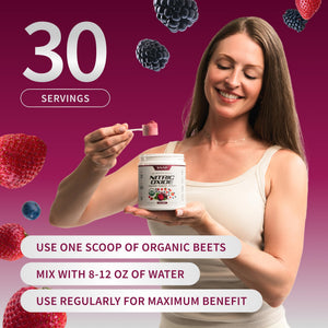 Snap Supplements Organic Beet Root Powder Nitric Oxide Supplement for Men & Women, Red Spinach & Pomegranate, Supports Healthy Energy & Blood Pressure Already in Normal Range, 30 Servings, Mixed Berry Snap SupplementsBuy Supplements Australia