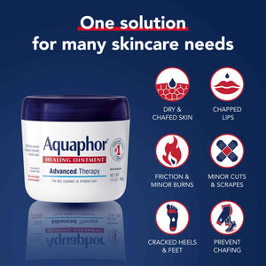 Aquaphor Healing Ointment, Advanced Therapy Skin Protectant, Multi-Purpose Healing Ointment and Body Moisturizer, For Dry, Cracked Skin, Minor Cuts and Burns, 14 Oz Jar