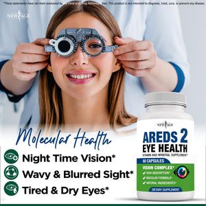 NEW AGE AREDS 2 Eye Vitamins - Lutein, Zeaxanthin, Bilberry, Astaxanthin Mineral Vision Supplement - 180 Count NEW AGEBuy Supplements Australia