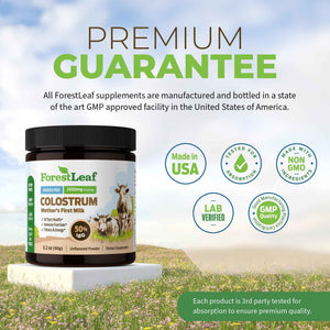 ForestLeaf Colostrum Powder 50% IgG Highest Pure Concentration, Grass Fed Colostrum Supplement for Gut Health, Immune Support and Muscle Recovery,