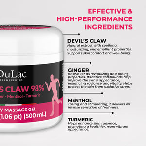 Dulac - Devil's Claw 98% Cream Maximum Strength 16.9 Fl Oz, Natural Joint and Muscle Comfort Cream, Enriched with Menthol for Cool Effect DULÀC FARMACEUTICI 1982Buy Supplements Australia