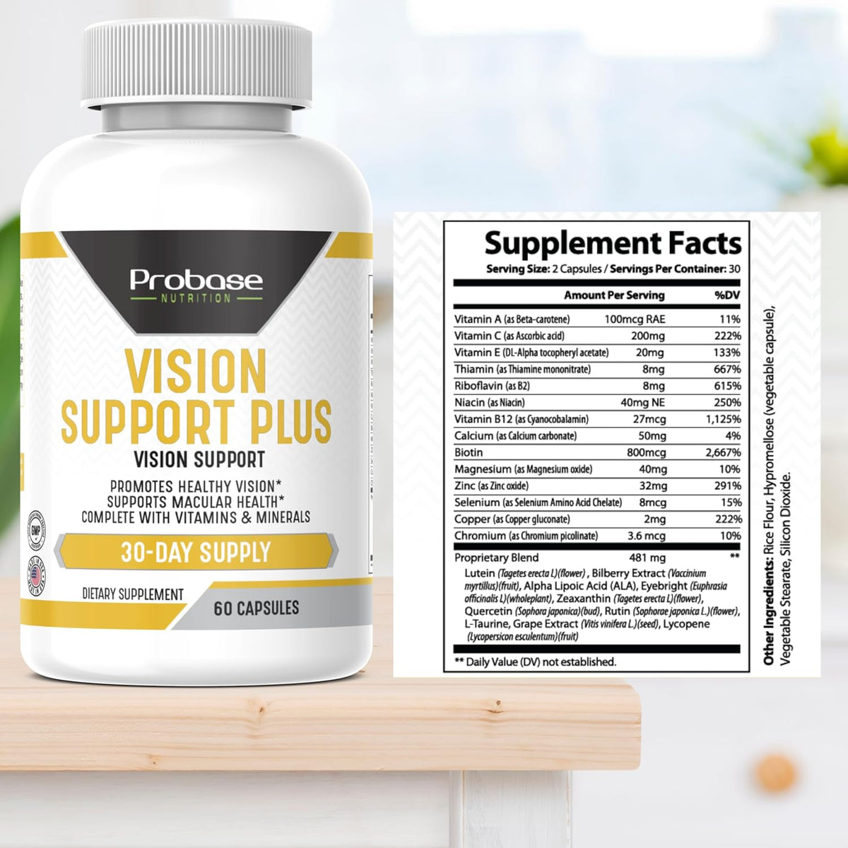 Probase Nutrition Vision Support Plus 60 Capsules 30-Day Supply