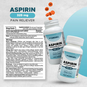 CUREWELL Enteric Coated Aspirin Tablets 325mg (1000 Count) NSAID Pain Reliever & Fever Reducer Coated Aspirin for Adults - Regular Strength for Headache Arthritis Menstrual & Muscle Pain CUREWELLBuy Supplements Australia
