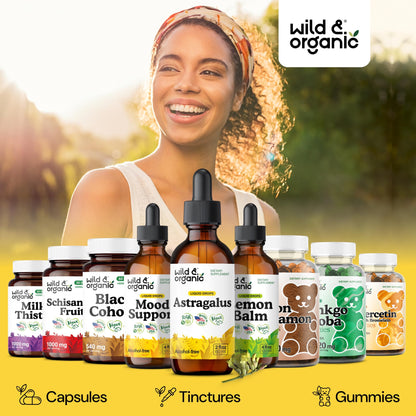 Wild & Organic Astragalus Root Extract Drops - Immune Support - Liquid Astragalus Supplement - Add to Tea & Mix with Powder - Membranaceus Herb - Vegan, Sugar & Alcohol-Free Tincture - 4 fl oz
