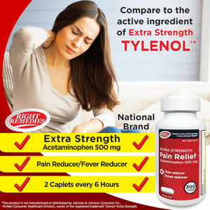 RIGHT REMEDIES Extra Strength Pain Relief, Acetaminophen 500 mg Caplets, Pain Reliever & Fever Reducer, Value Pack (300 Count), Compare to the Active Ingredient in Extra Strength Tylenol® RIGHT REMEDIESBuy Supplements Australia