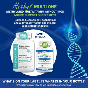 Power By Naturals Methyl Multi One - Iron-Free Methylated Multivitamin with Quatrefolic 5-MTHF, Active B12, P5P, CoQ10 & Zinc for MTHFR Support Power By Naturals