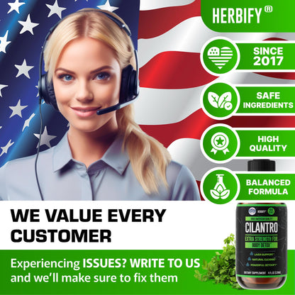 HERBIFY Cilantro Tincture - Herbal Cilantro Supplement for Detox - Rich Source of Antioxidants - Supports Heart and Body Cleanse - Made in USA - Cilantro Extract 4 Fl Oz