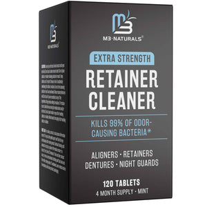 Retainer Cleanser Tablets Invisalign Cleaner, Removes Odors Discoloration Stains and Plaque 4 Month Supply Denture Cleansers Retainers