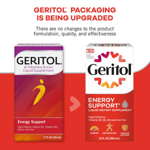 Geritol Liquid Vitamin and Iron Supplement, Energy Support Vitamins, Contains High Potency B-Vitamins and Iron, Easy to Swallow,