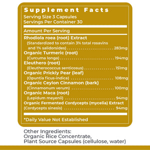 Premier Research Labs Adaptogen-R3 Supplement - Rhodiola Rosea Supplement with Maca Root, Adaptogen Complex for Stress, Heart & Metabolic Health - 90 Vegetarian Capsules Premier Research LabsBuy Supplements Australia