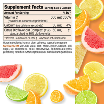ANDREW LESSMAN Vitamin C 500 Complex 180 Capsules - Non-Acidic Vitamin C Plus Citrus Bioflavonoids for Immune System and Anti-Oxidant Support, No Stomach Upset, Small Easy to Swallow Capsules