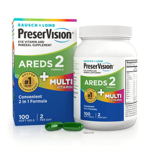 PreserVision AREDS 2 + Multivitamin, #1 Eye Doctor Recommended Brand, 2-in-1 Eye Vitamin with Lutein, Zeaxanthin, Zinc, and Vitamin C, D & E, 100 Softgels PreserVisionBuy Supplements Australia