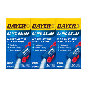 Bayer® Rapid Relief, Dissolvable Raspberry Flavor, Powder Packs with Aspirin & Caffeine, Fast Acting Headache Relief, Muscle and Body Pain Reliever, 30ct BayerBuy Supplements Australia
