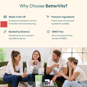 Bettervits Multivitamin for Women & Men | Womens Daily Multivitamin with 13 Essential Vitamins Iron, Iodine, Calcium and Biotin | Vitamins A, K2, D3, C, B1, B2, B3, B5, B6, B7, B9, B12 | 60 Capsules Bettervits buy supplements Au