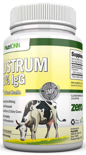 Colostrum - 1000mg - 120 Capsules - 30% IgG - Non-GMO US Dairy - First Milking Bovine Colostrum - Low Heat Processed - Great for GI Tract Health