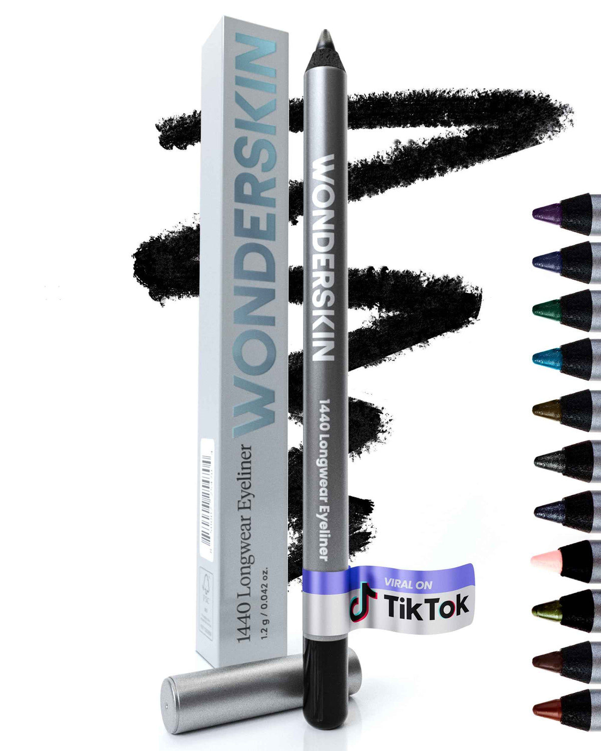 Wonderskin Eyeliner Pencil, 1440 Longwear Deep Black Eyeliner Pencil - Waterproof, Sharpenable & Smudge Proof (Liquorice)