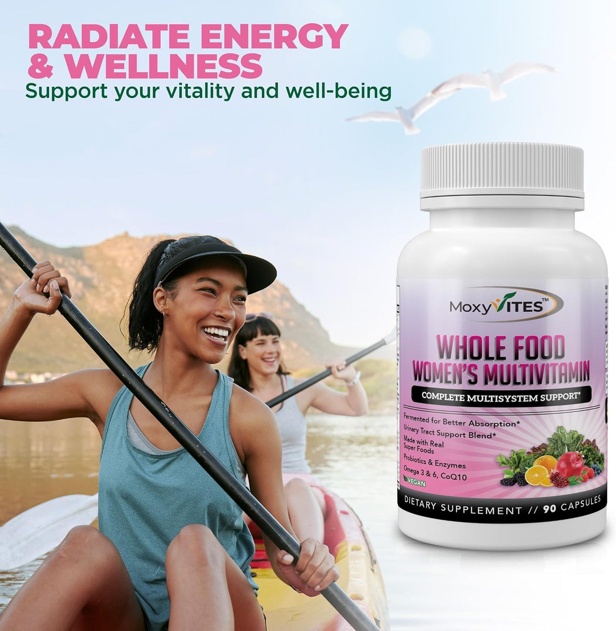 Methylated Multivitamin for Women with Iron - Womens Multivitamin with 44 Organic Whole Food & Fermented Nutrients - Daily Vitamin for Women Complete Multisystem Support, 90 Vegan Caps, Non GMO