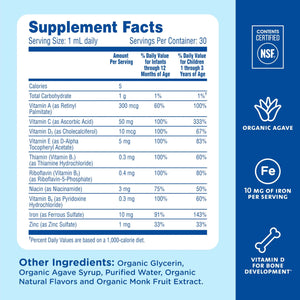 Mommy's Bliss Baby Multivitamin + Iron, Daily Essential Baby Vitamins for Immune Support, Healthy Growth & Bone Development, Age 2 Months+, 30 ml Mommy's Bliss