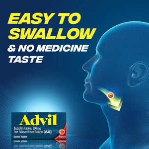 Advil Pain Reliever and Fever Reducer, Ibuprofen 200mg for Pain Relief - 50 Coated Tablets AdvilBuy Supplements Australia