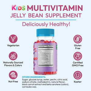Human Beanz Multivitamin Jelly Bean Gummies with Zinc for Kids, Immune Support Dietary Supplements, Vegetarian, 120 Berry Blast Jelly Beans, Kosher Human Beanz