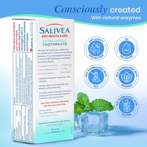 SALIVEA Dry Mouth Toothpaste (2 Pack) — 4.3 oz Each, Anticavity Fluoride, Natural Salivary Enzymes, Xylitol & Calcium, SLS-Free,