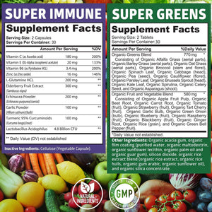 N1N Premium Organic Super Fruits & Veggies + Immune Support [38 Powerful Ingredients], Natural Super Greens Supplement with Alfalfa, Vitamins & Minerals, Zinc, Turmeric and Probiotic, 120 Caps Number One NutritionBuy Supplements Australia